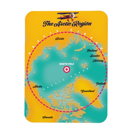 Kaart van het noordpoolgebied in de Arctische regi Magneet (Verticaal)