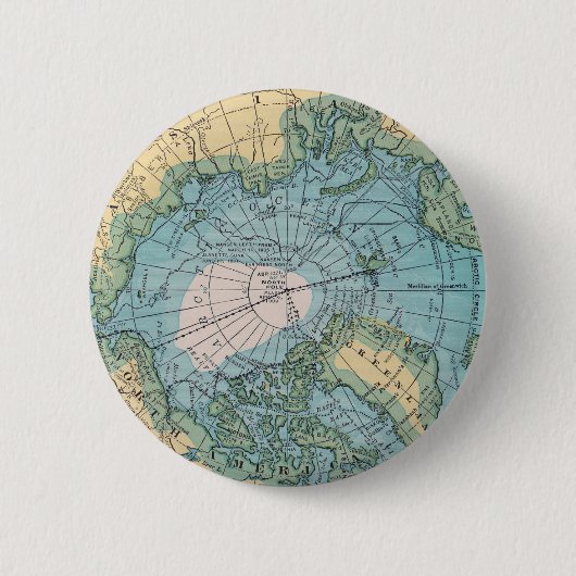  kaart van het noordpoolgebied ronde button 5,7 cm (Voorkant)