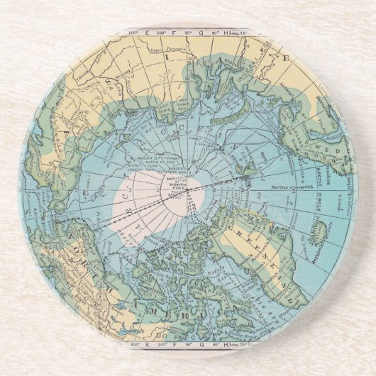 kaart van het noordpoolgebied zandsteen onderzetter (Voorkant)