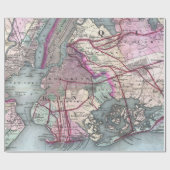  kaart van het NYC-metrogebied (1880) Cadeaupapier (Vlak)