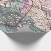  kaart van het NYC-metrogebied (1880) Cadeaupapier (Hoek)