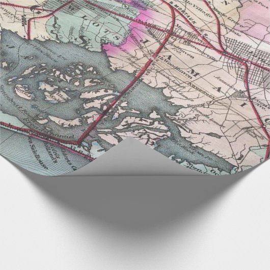  kaart van het NYC-metrogebied (1880) Cadeaupapier (Hoek)