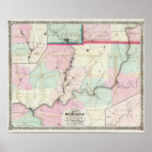 Kaart van het oliegebied Pennsylvania Poster