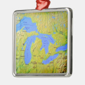 Kaart van het ontwerp van de Grote Meren Metalen Ornament (Links)