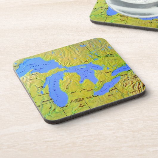 Kaart van het ontwerp van de Grote Meren Onderzetter (Linkerzijde)