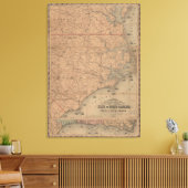  kaart van het oostelijk deel van North Carolina ( Canvas Afdruk (Insitu (Woonkamer))