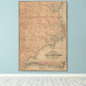  kaart van het oostelijk deel van North Carolina ( Canvas Afdruk (Insitu (Houten vloer))