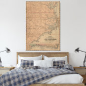  kaart van het oostelijk deel van North Carolina ( Canvas Afdruk (Insitu (Slaapkamer))