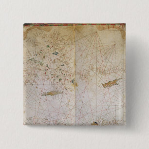 Kaart van het oostelijke Middellandse-Zeegebied Vierkante Button 5,1 Cm