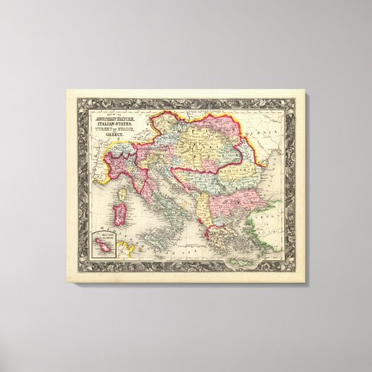 Kaart van het Oostenrijkse rijk Canvas Afdruk (Voorkant)