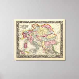Kaart van het Oostenrijkse rijk Canvas Afdruk