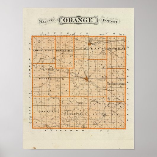Kaart van het Oranje district Poster (Voorkant)