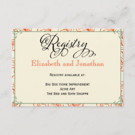 Kaart van het Oranje en Blauwgroen Rustic Wedding 