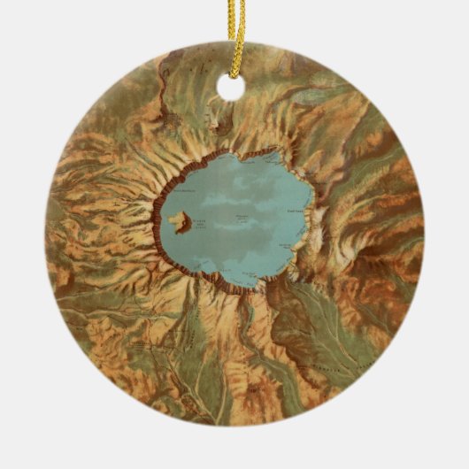  kaart van het oregonmeer keramisch ornament (Voorkant)