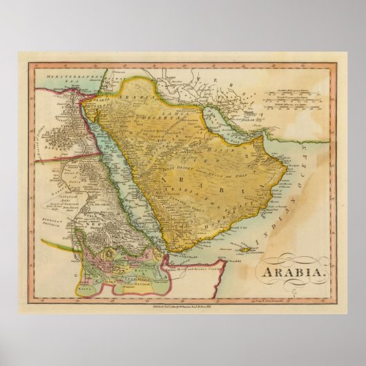 kaart van het oude Arabisch schiereiland (1912) Poster (Voorkant)