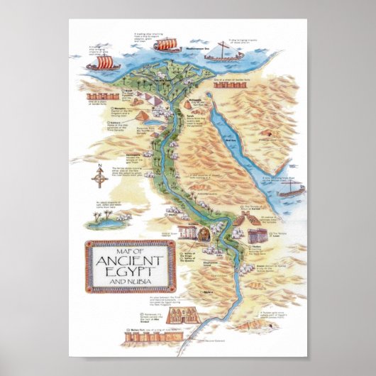 Kaart van het oude Egypte en Nubia Poster (Voorkant)