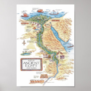 Kaart van het oude Egypte en Nubië Poster