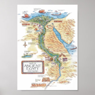 Kaart van het oude Egypte en Nubië Poster