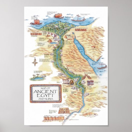 Kaart van het oude Egypte en Nubië Poster (Voorkant)
