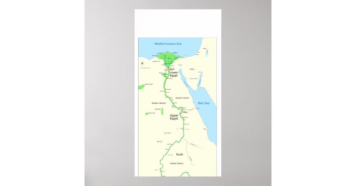 Kaart van het oude Egypte tijdens de Dynastische p Poster | Zazzle.nl