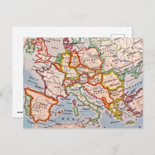 kaart van het oude Europa (Voorkant / Achterkant)