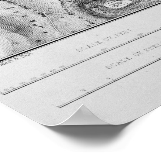 Kaart van het oude Jeruzalem 1864 Poster (Hoek)