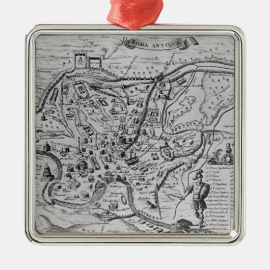 Kaart van het oude Rome Metalen Ornament (Voorkant)
