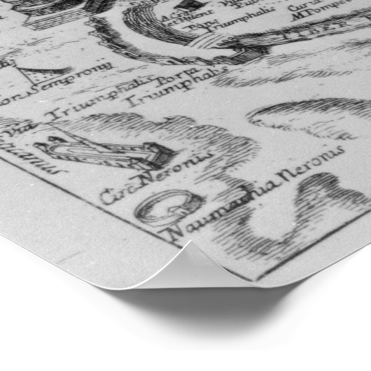 Kaart van het oude Rome Poster (Hoek)