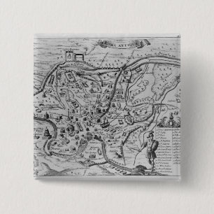Kaart van het oude Rome Vierkante Button 5,1 Cm
