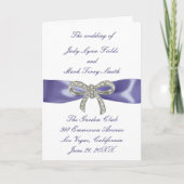 Kaart van het Paarse Blue Diamond Bow Wedding Prog (Voorkant)