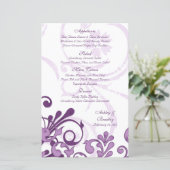 Kaart van het Paarse en Witte Floral Wedding Menu (Staand voorkant)
