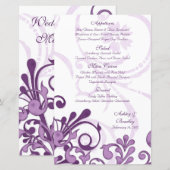 Kaart van het Paarse en Witte Floral Wedding Menu (Voorkant / Achterkant)