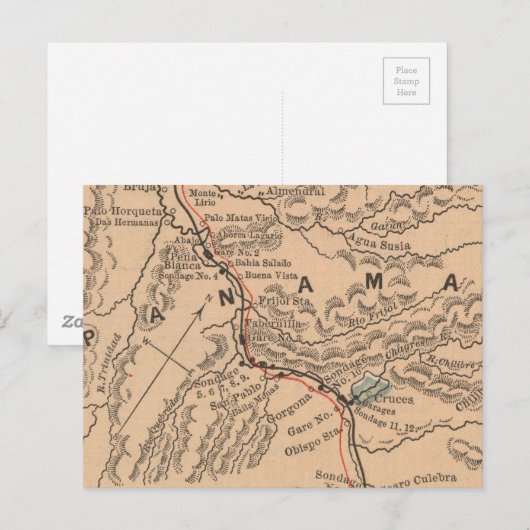  kaart van het Panamakanaal (1885) (Voorkant / Achterkant)