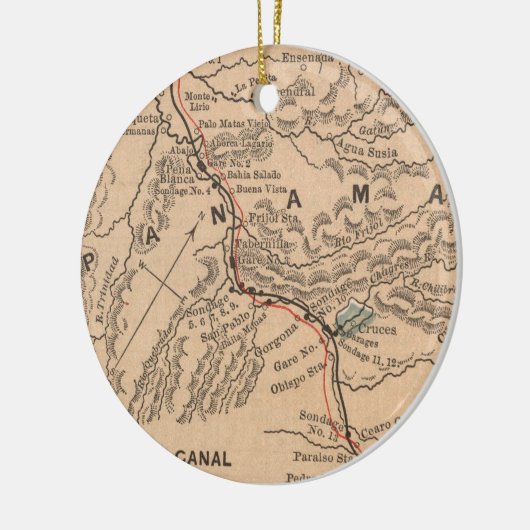 kaart van het Panamakanaal (1885) Keramisch Ornament (Links)