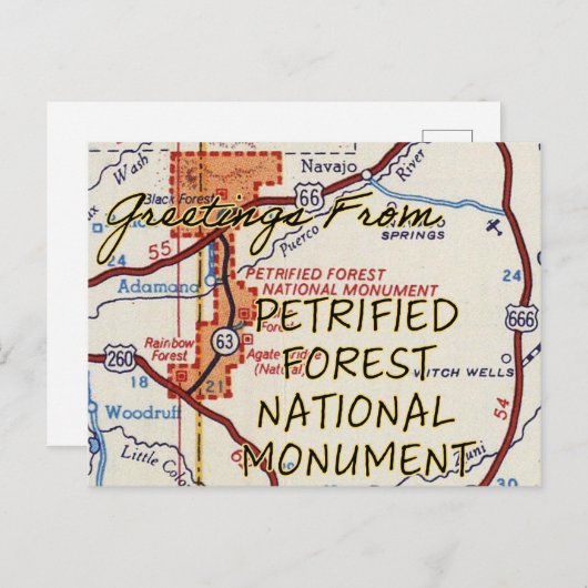  kaart van het Petrified Forest National Mounument (Voorkant / Achterkant)