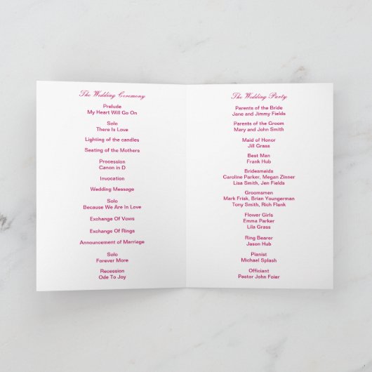 Kaart van het Pink Floral Greenery Foliage Wedding (Binnen)