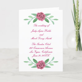 Kaart van het Pink Floral Greenery Foliage Wedding