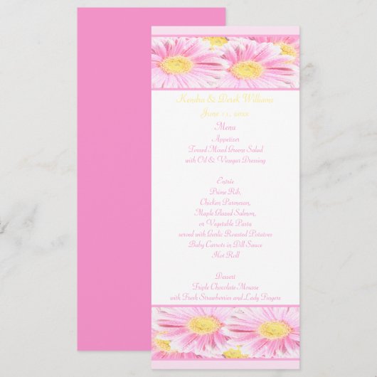 Kaart van het Pink Yellow White Daisies Wedding Me (Voorkant / Achterkant)