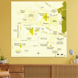 Kaart van het piramidecomplex van Gizeh Diagram Canvas Afdruk