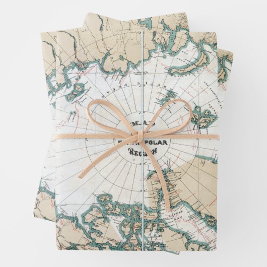  kaart van het Poster Noordpool Inpakpapier Vel (In situ)