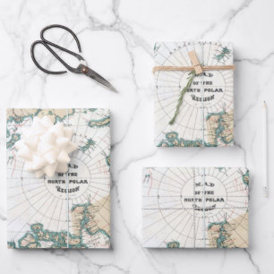 kaart van het Poster Noordpool Inpakpapier Vel