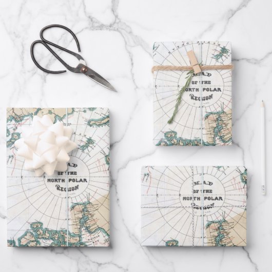 kaart van het Poster Noordpool Inpakpapier Vel (Voorkant)