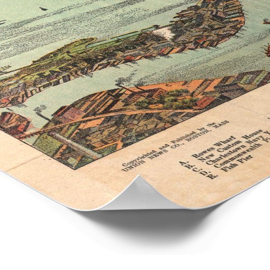 kaart van het Poster van Boston Harbour (Hoek)