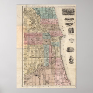  kaart van het Poster van Chicago