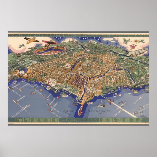  kaart van het Poster van Chicago (Voorkant)