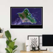 Kaart van het Poster van de Oahu Island Hawaii (Thuiskantoor)