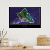 Kaart van het Poster van de Oahu Island Hawaii (Keuken)