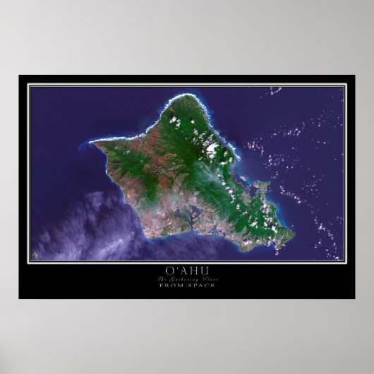 Kaart van het Poster van de Oahu Island Hawaii (Voorkant)