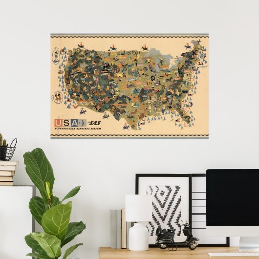  kaart van het Poster van de verenigde staten (Thuiskantoor)