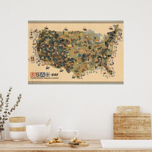 kaart van het Poster van de verenigde staten (Keuken)